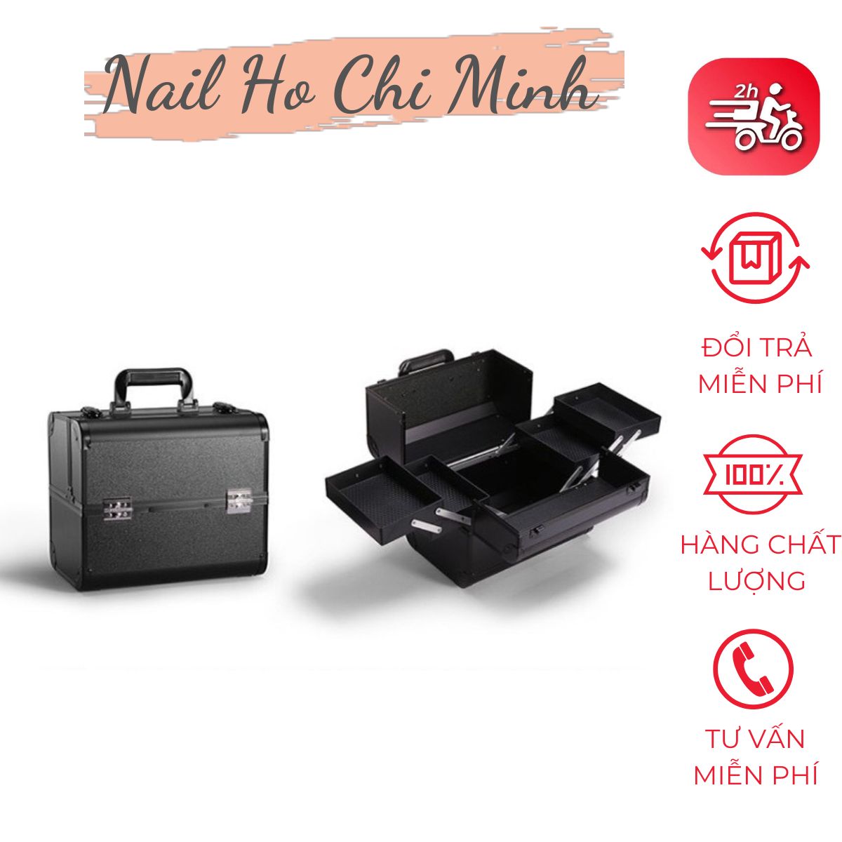 [HCM]Cốp nhôm đựng nail mi 2 tầng - Cốp nhôm cao cấp đựng đồ trang điểm, phun xăm thẩm mỹ nhiều màu sang chảnh