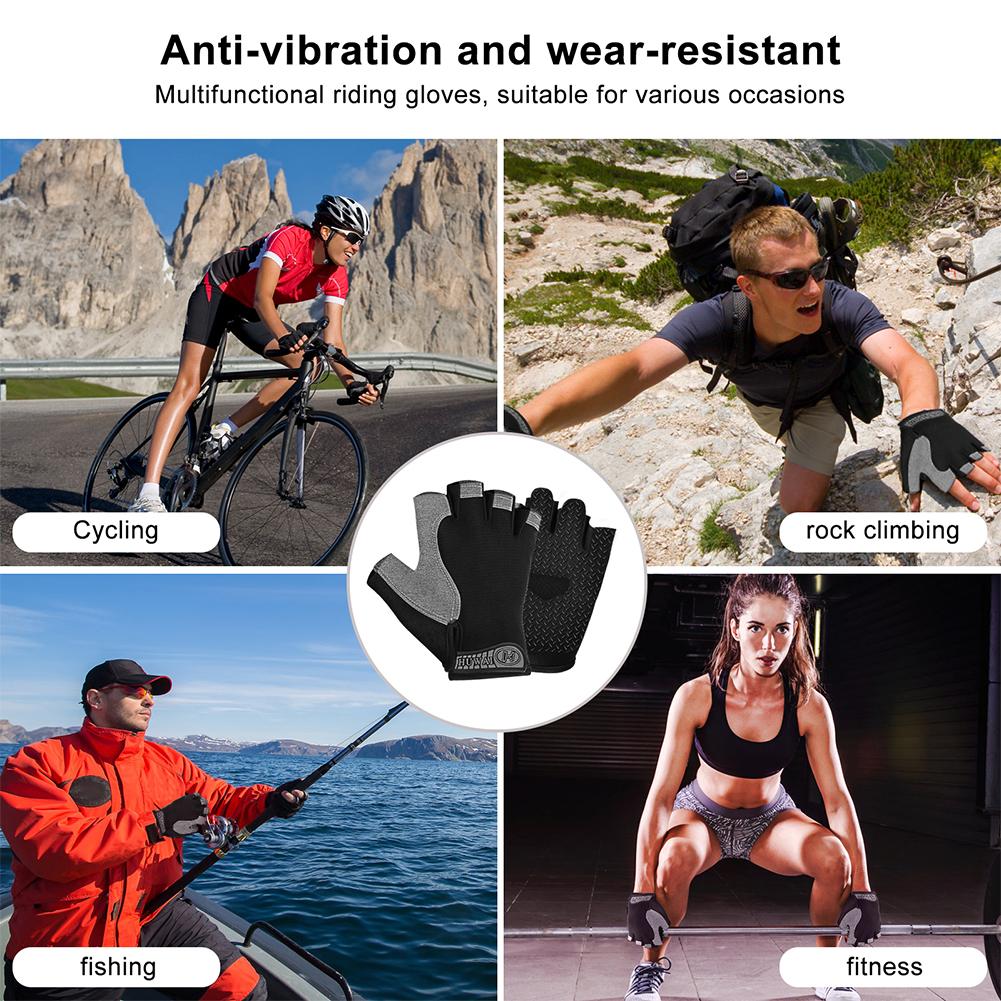 Găng Tay Ngón Tập Gym Thể Hình Chống Trơn Trượt Nam Nữ Guantes Đi Xe Đạp Fingerless Găng Tay Phụ Kiện Xe Đạp Color: Black Size: M
