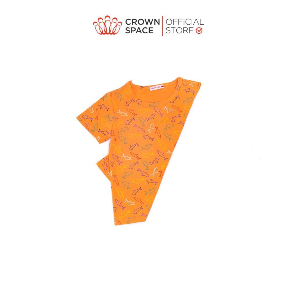 Áo Phông Bé Trai Màu Cam Crown Kids Fashion CKBS2110701.OR TShirt Vải Cotton Thoáng Mát Từ Size 3-7