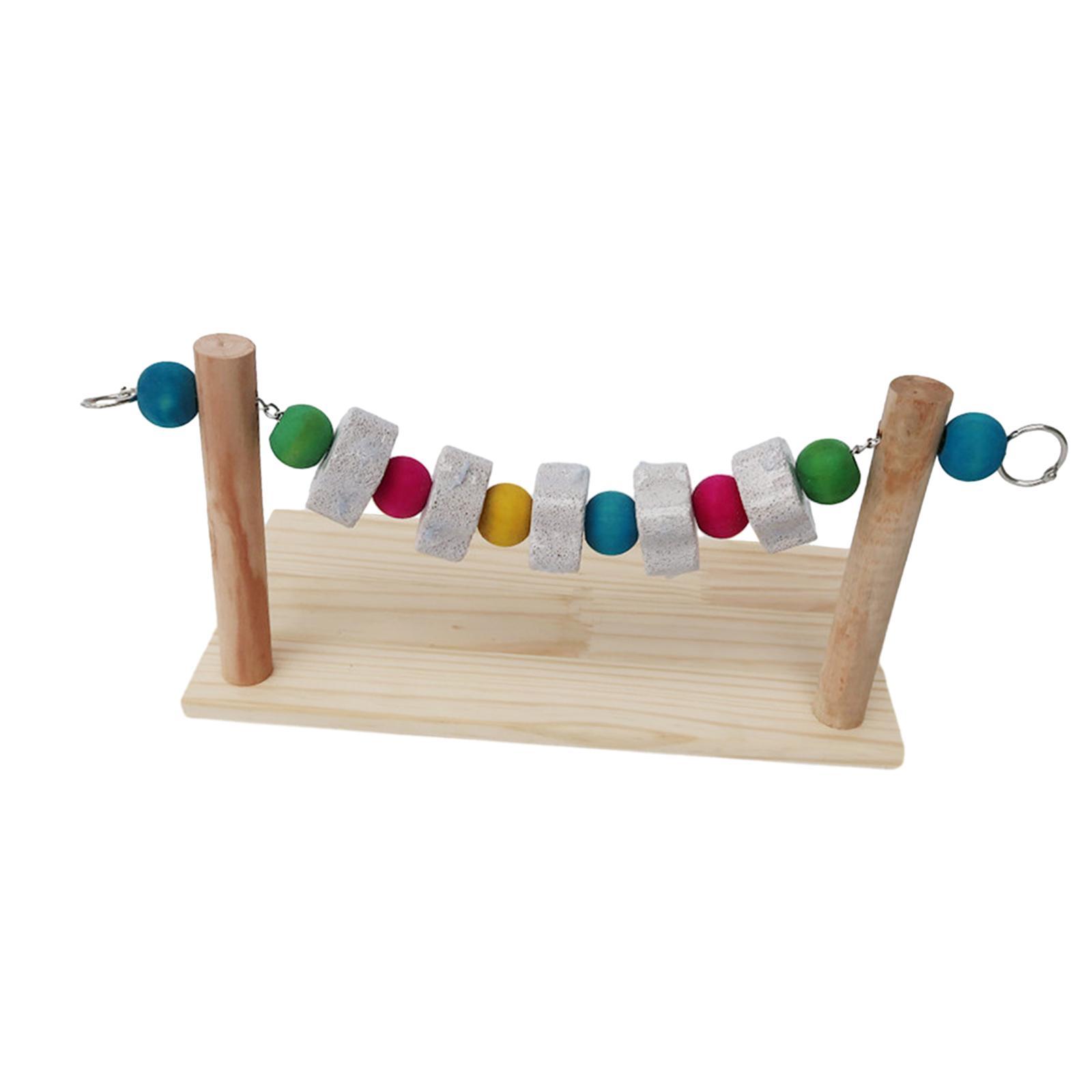 Grinding Block Chew Toy Perching Play Climbing Platform Wooden Playground Bird Stand Molar Stone for Rabbits Rat Gerbil Chipmunk Chinchilla