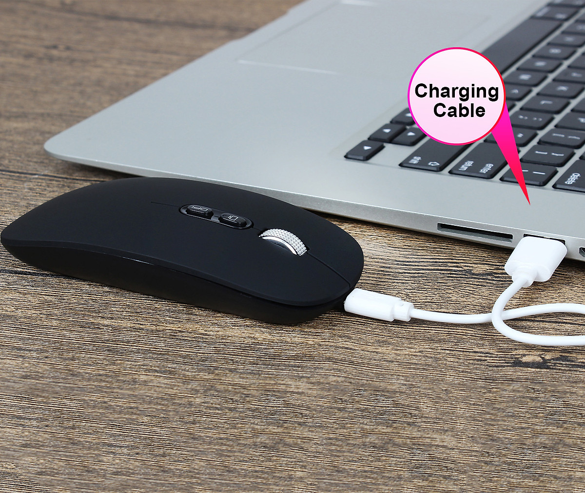 Chuột không dây HXSJ M103B wireless Bluetooth tự sạc pin siêu mỏng không gây tiếng ồn chuyên dùng cho Máy tính, pc, Laptop, Tivi - Hàng chính hãng