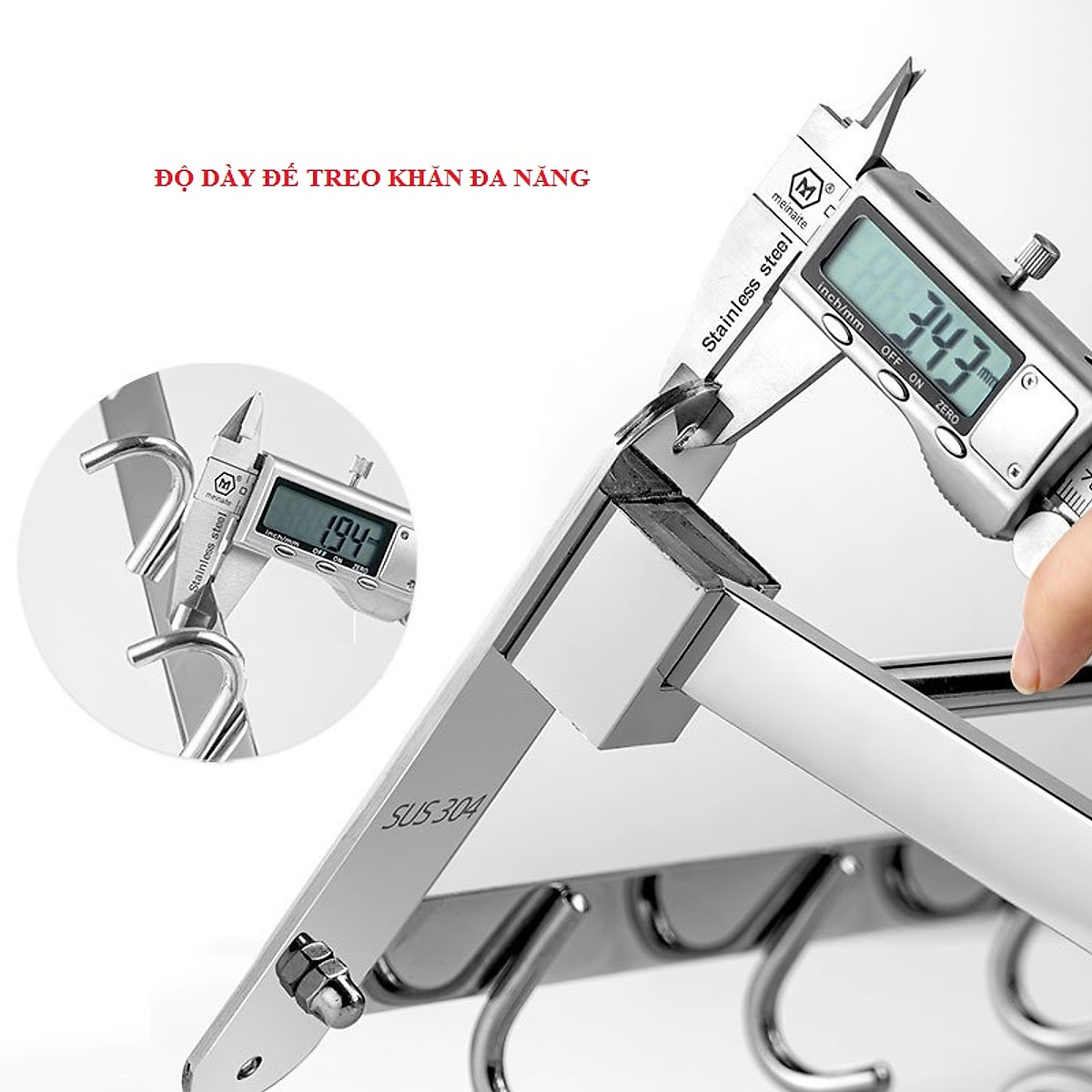 Kệ Inox SUS304 gập đứng để khăn tắm treo tường