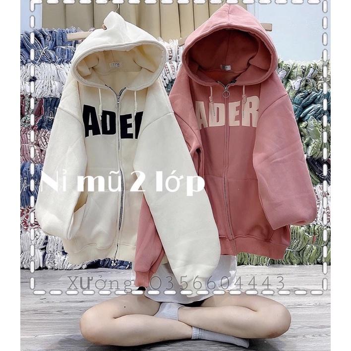 Áo khoác nỉ form rộng mũ hai lớp - ADER