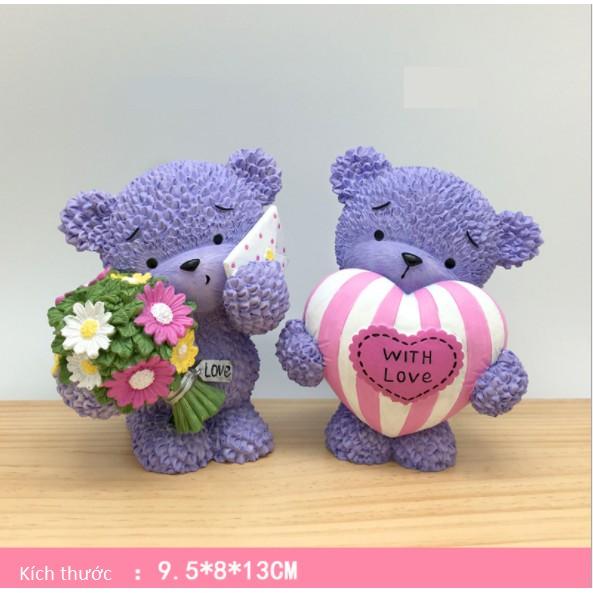 Set decor cặp GẤU TÌNH NHÂN trang trí taplo ô tô, táp lô xe hơi - Hoàng Đông shop
