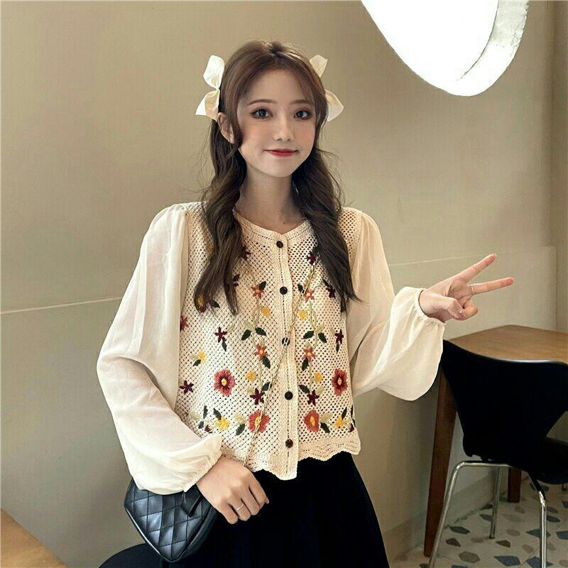 ÁO SƠ MI KIỂU HOẠ TIẾT HOA UZZLANG ÁO TIỂU THƯ