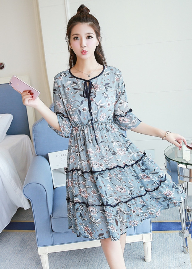 Đầm xòe họa tiết hoa sang trọng BY4303