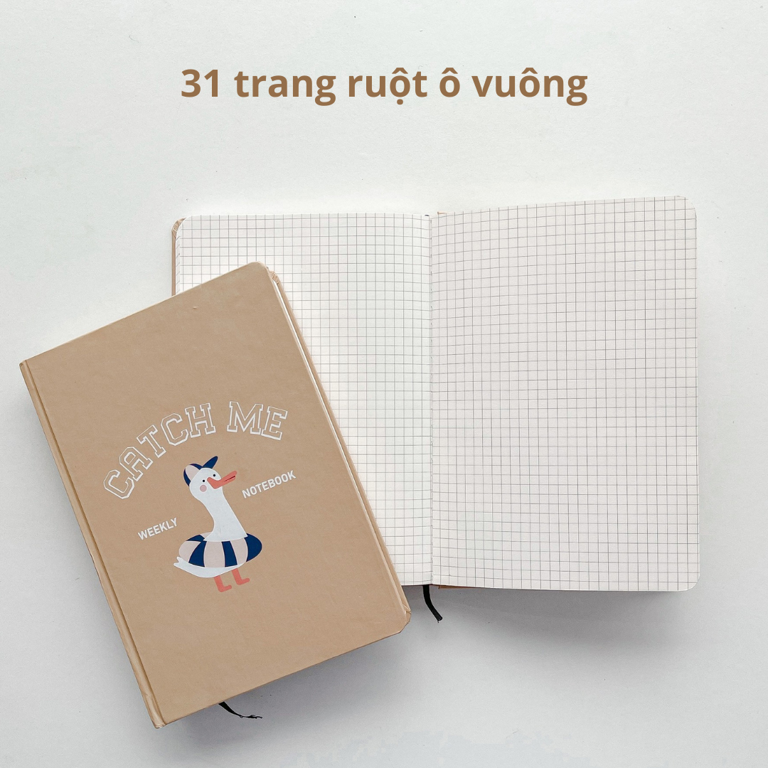 Sổ kế hoạch tuần weekly planner 56 tuần và ruột grid 144 trang 130gsm Crabit