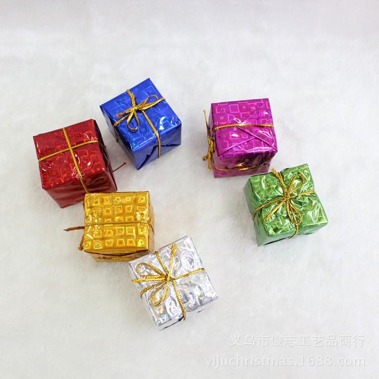 Set 6 hộp quà 4CM trang trí cây thông Noel, Hộp quà trang trí giáng sinh