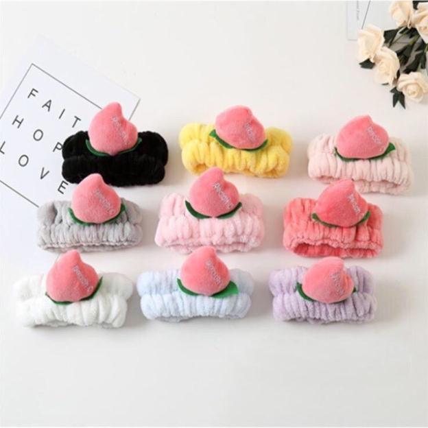 Băng Đô Turban Quả Đào 3D Vải Bông Nhung Siêu Mềm