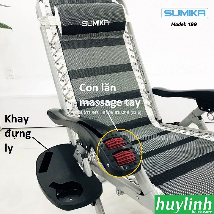 Ghế xếp gấp thư giãn Sumika 199 - Kèm nệm - Tải trọng 300kg - Hàng chính hãng