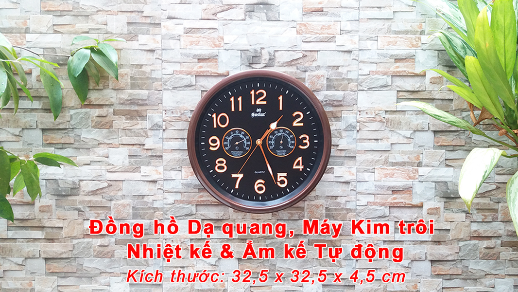 ĐỒNG HỒ KIM TRÔI SỐ NỔI 3D CÓ DẠ QUANG VÀ NHIỆT ẨM KẾ CƠ (KHÔNG DÙNG PIN) - MÀU ĐEN