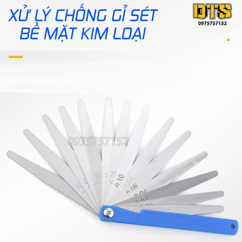 Thước căn lá 17 miếng cao cấp, thước lá chỉnh cò đo khe hở 0.02-1.00mm, dưỡng đo khe hở thép lò xo đàn hồi chính xác cao