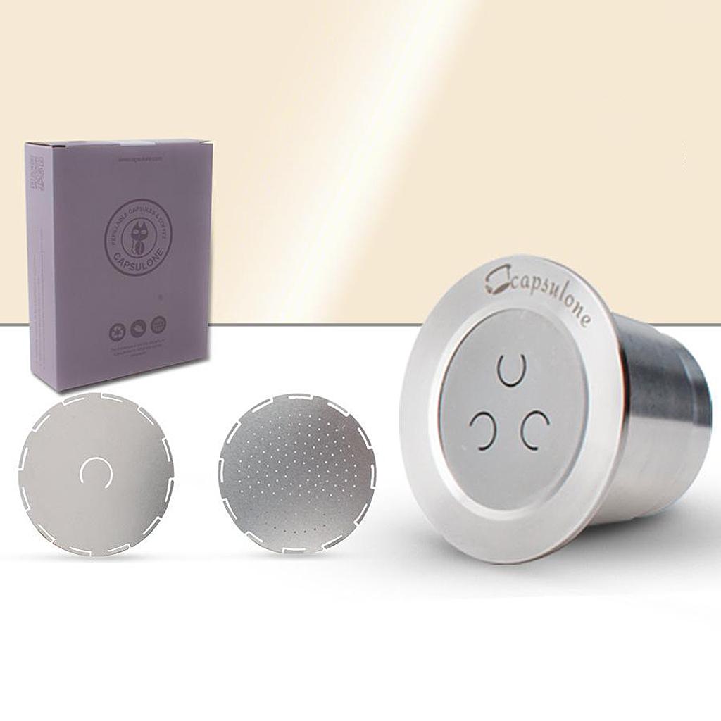 Stainless Steel Coffee Capsule Coffee Pod w/ Lid Refillable & Reusable
