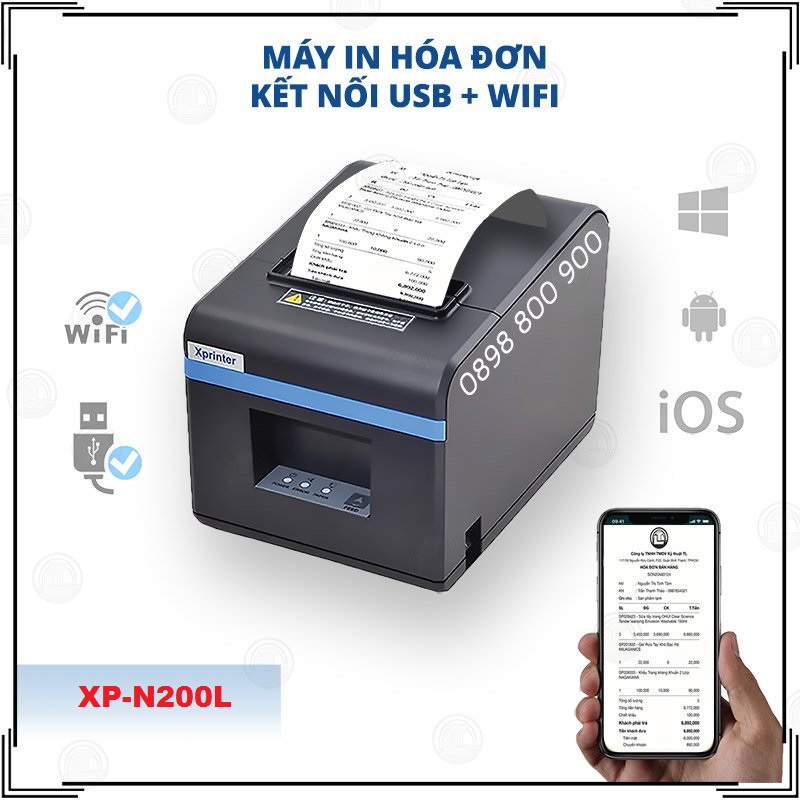 Máy In Hóa Đơn WIFI Xprinter XP- N200L Dùng Cho Điện Thoại - Hàng nhập khẩu