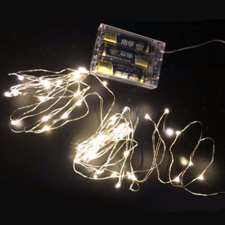 Đèn dây kẽm dùng pin 10m 100 led trắng