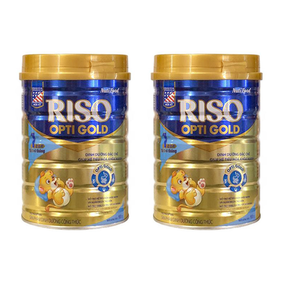 Combo 2 hộp Sữa bột RISO OPTI GOLD 1 lon 900g - dinh dưỡng đặc chế giúp hệ tiêu hóa khỏe mạnh cho trẻ từ 0-6 tháng