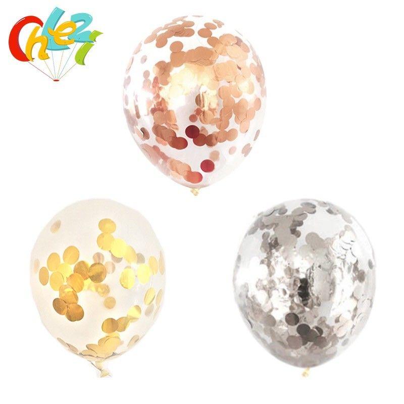 Set 10 bóng bay Sequin bóng bay thả nhũ trắng trí sinh nhật trang trí phòng cưới