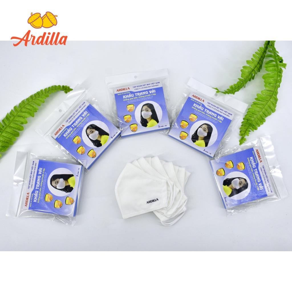 Khẩu Trang Vải Người Lớn 3 Lớp ARDILLA Thiết Kế Ôm Sát, Chống Bụi An Toàn, Lọc 90% Bụi Mịn - Hộp 5 Chiếc KTNL20