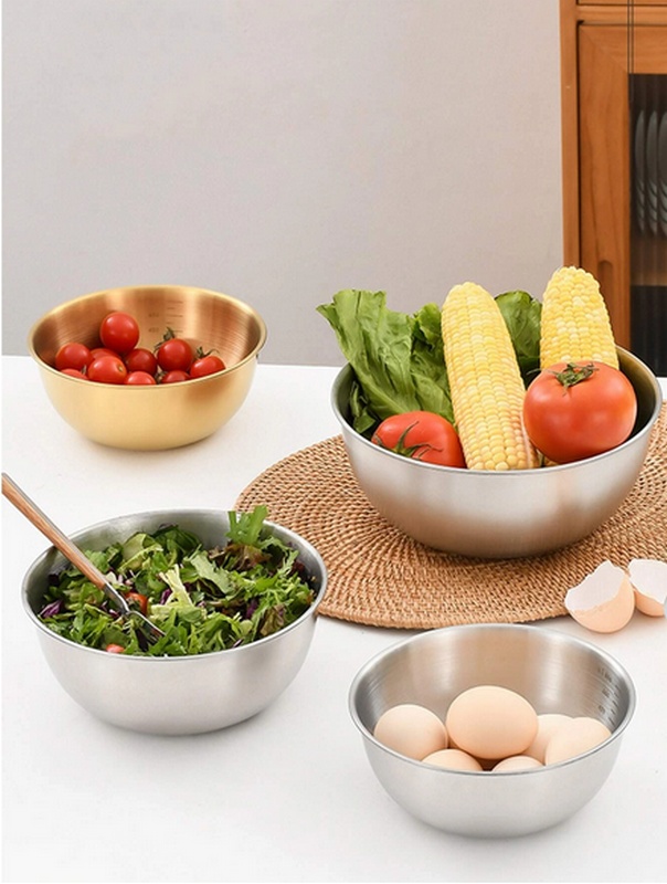 Bộ 3 Tô Inox 304 3 Size 16cm 19cm 24cm Có Chia Vạch Định Lượng Tiện Lợi