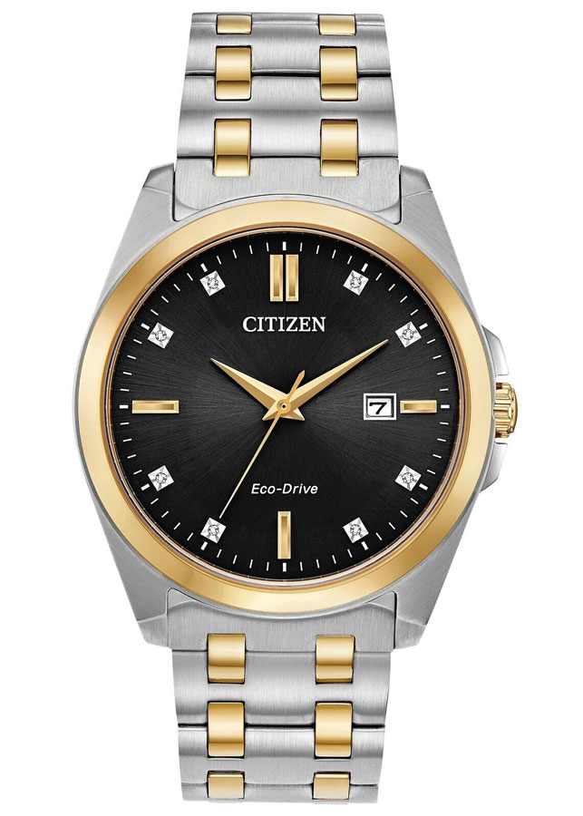 Đồng Hồ Nam Citizen Đính Kim Cương Dây Kim Loại Máy Eco-Drive BM7107-50E - Mặt Đen