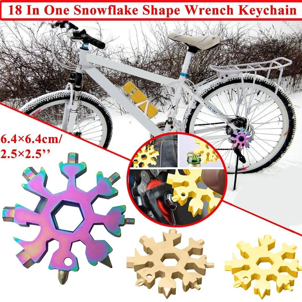 18 In 1 Snowflake Snow Wrench Tool Spanner Hex Wrench Multifunction Camping Outdoor Survive Tools Bottle Opener Screwdriver