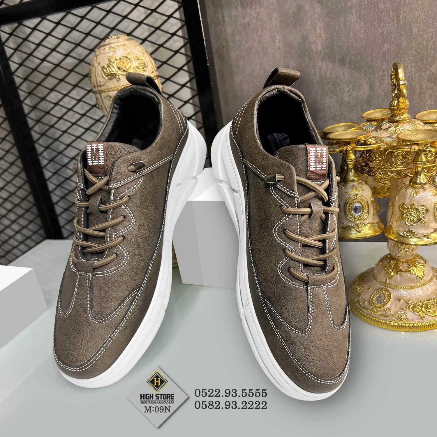 Giày Thể Thao Nam Màu Trắng Buộc Dây 1993Shop - Giầy Nam Da Pu Size Từ 38 Đến 44 M09