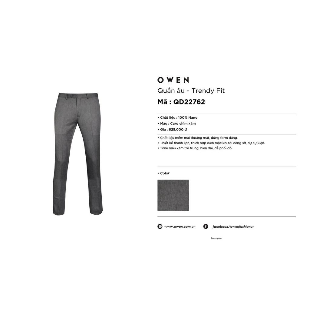 OWEN - Quần âu nam Owen dáng ôm TRENDY trẻ trung 100% Nano màu xám 22762 - quần tây Owen