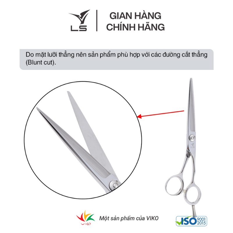 Kéo cắt tóc LS JP-601 lưỡi thẳng quai offset phẳng đỡ ngón tháo rời-tặng bao da và bộ vệ sinh kéo