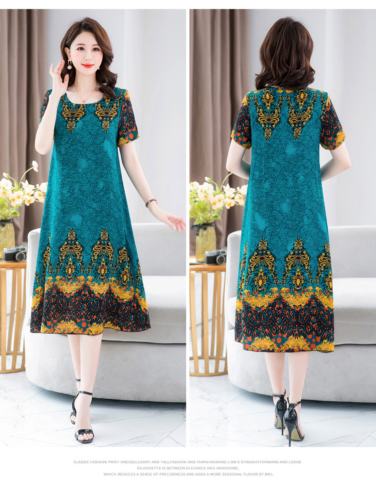 Đầm Lụa Cotton Nguyên Chất Trung Niên Mềm Mát Mùa Hè VH83 - Hàng Quảng Châu Cao Cấp