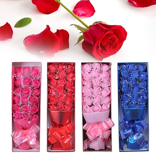 Bó Hoa Hồng 18 Bông Có Hộp Đựng Sang Trọng 48x15x8cm