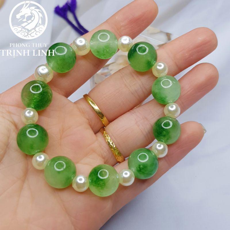 VÒNG CHUỖI XANH LÁ 12LY MIX HẠT BẸT TRẮNG
