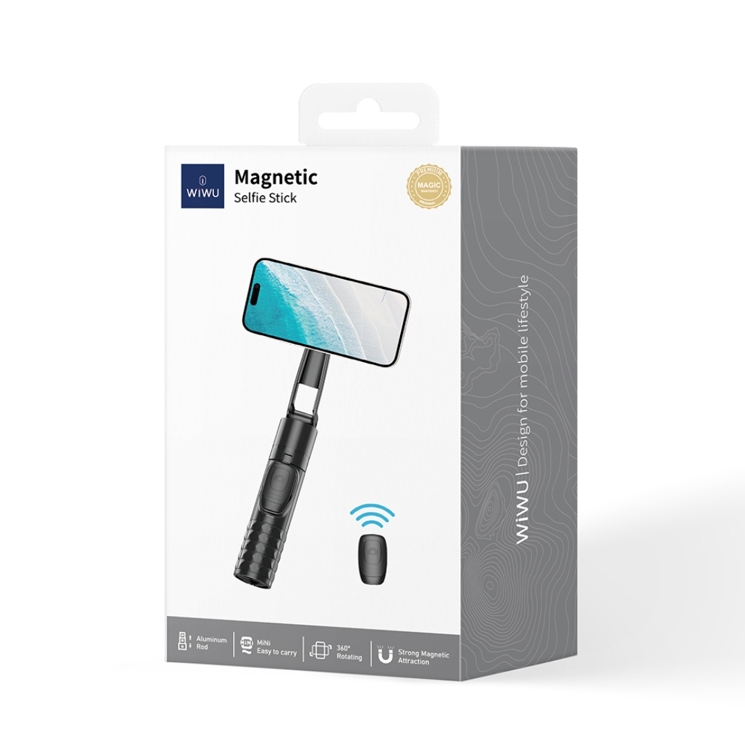 Gậy chụp ảnh selfie tự sướng từ tính nam châm magnetic kiêm tripod 3 chânđộ hiệu WlWU Wi-SEO14 remote bluetooth Xoay 360 độ, gập gọn, pin sạc type C - Hàng nhập khẩu