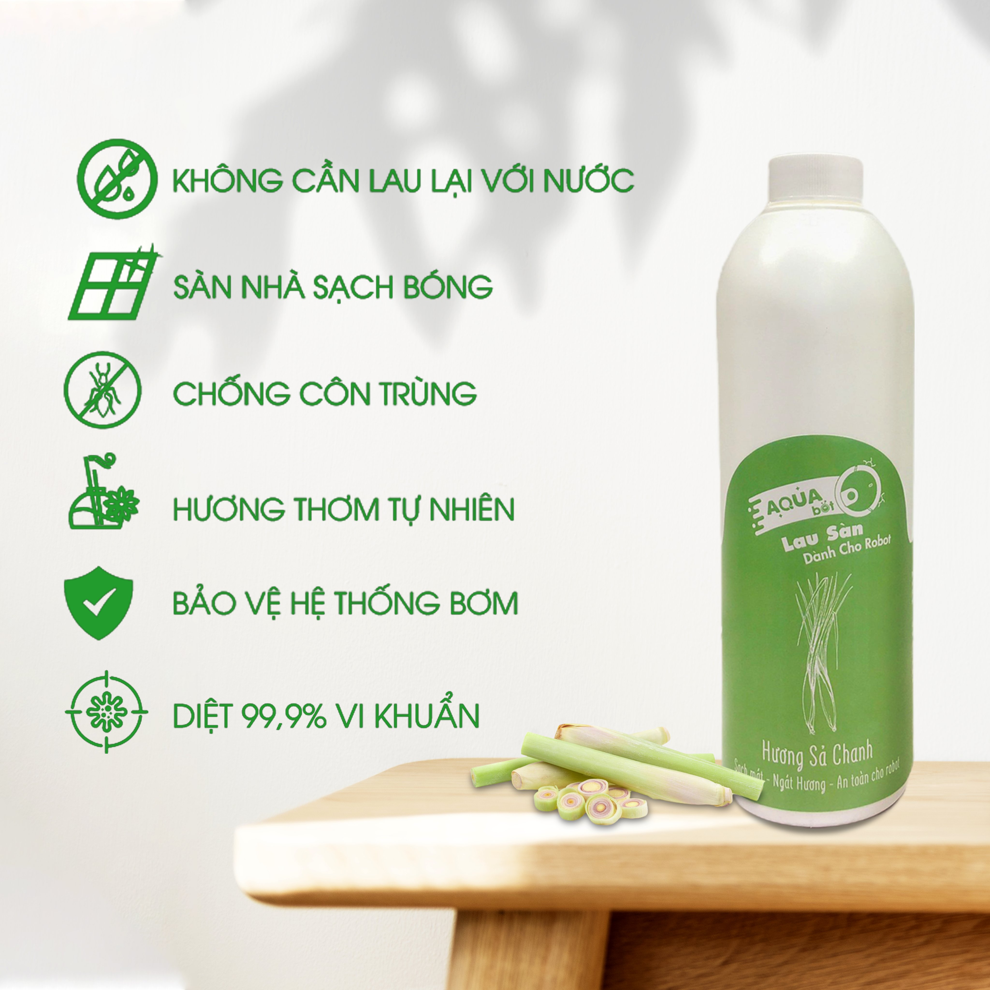 Nước Lau Sàn Chuyên Dụng Cho Robot hút Bụi Lau Nhà - AQUABOT - Hương Sả chanh