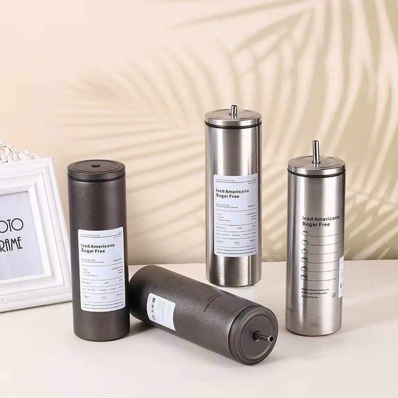 Ly Giữ Nhiệt 600ml Inox 304 Đúc Liền Khối Cao Cấp, Có Nắp Đậy Kèm Ống Hút - HÀNG CHÍNH HÃNG MINIIN