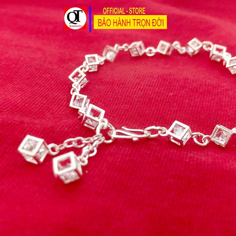 Lắc tay nữ kiểu lắc mềm chuỗi lập phương chất liệu bạc ta đính đá cao cấp trang sức Bạc Quang Thản - QTLTNU11