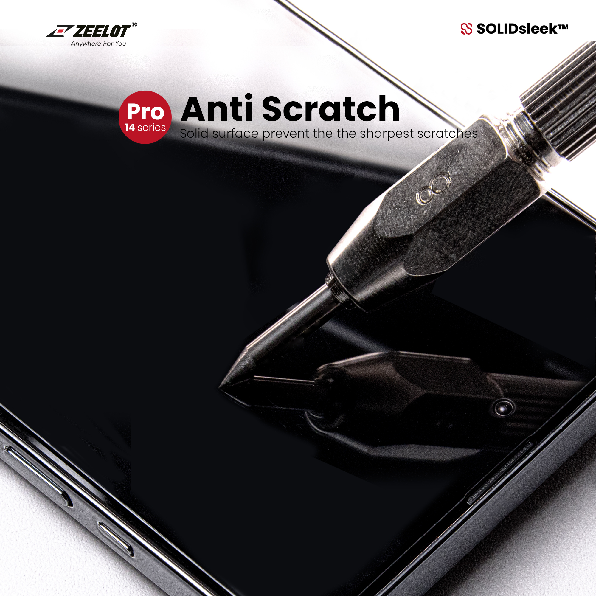 Miếng Dán Cường Lực ZEELOT SOLIDSLEEK Retina Clear cho iPhone 14 Pro Max- 14 Pro- 14 Plus- 14_ Hàng Chính Hãng