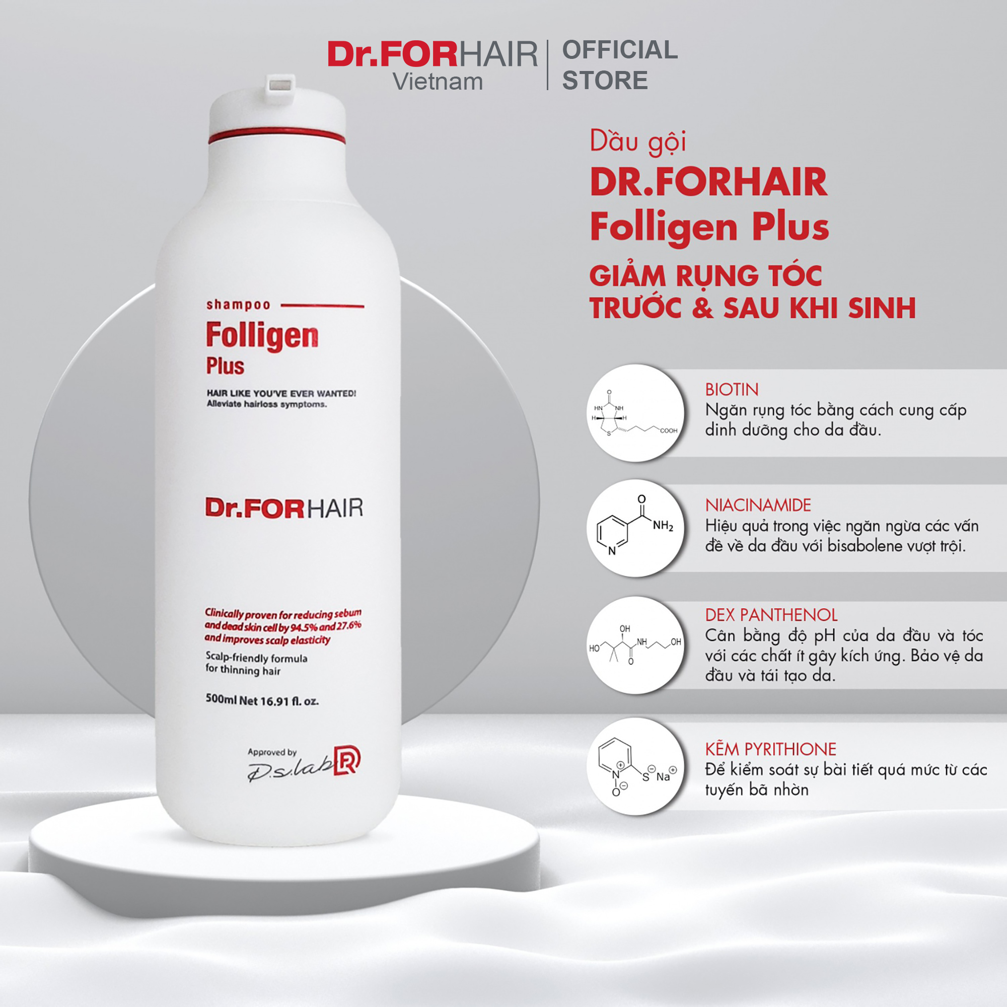 Bộ gội xả dưỡng hỗ trợ mọc tóc nuôi dưỡng da đầu khỏe mạnh Dr.FORHAIR Folligen Plus x Scalp Pack x Tonic