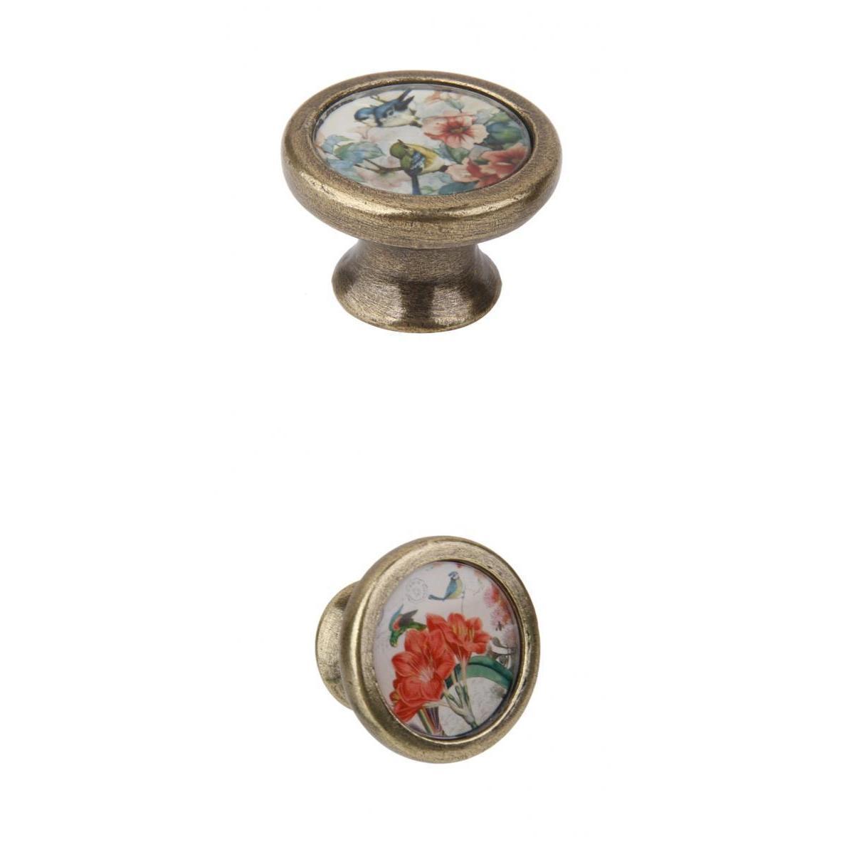 2pcs Vintage Brass Door Knob Cabinet Cupboard Drawer Dresser Pulls Handle Knob