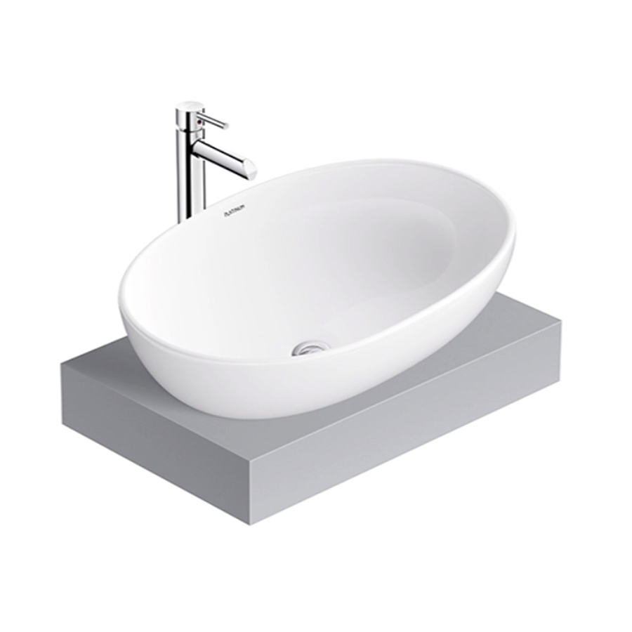 Lavabo đặt bàn Viglacera P.23.350 sứ Ceramic cao cấp, công nghệ men Nano kháng khuẩn, lòng chậu sâu, đạt chuẩn công nghệ Italia - Hoa Sen Home - Hàng chính hãng
