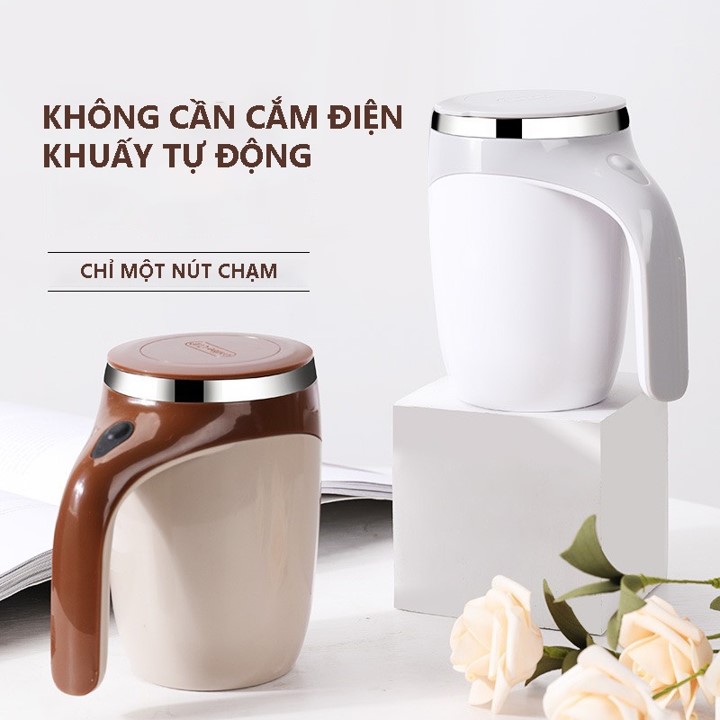 Cốc Tự Khuấy Tự Động 380Ml Cốc Pha Cà Phê Sữa Hoa Quả Cốc Khuấy Điện Từ Tính Bằng Thép Không Gỉ Cốc Xoay Lười