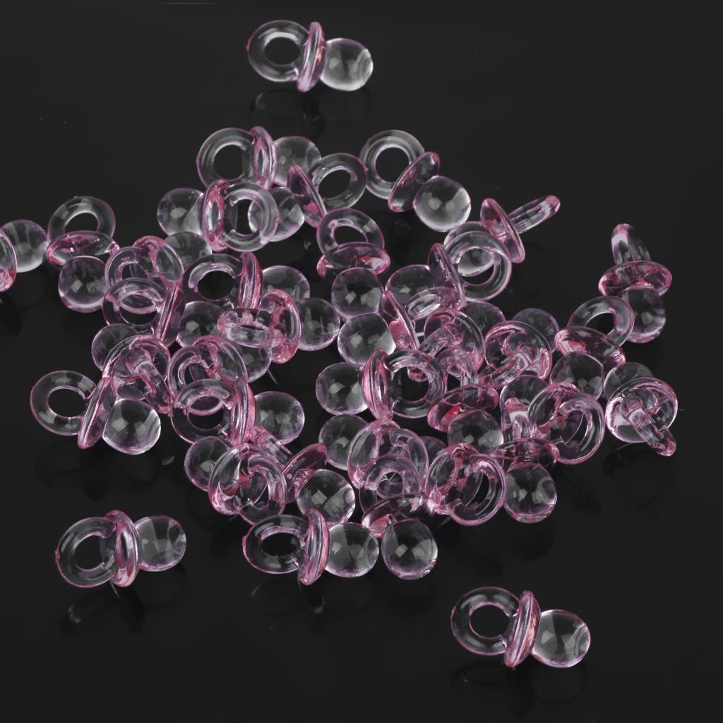 100pcs Cute Mini Pacifier Charms Baby Shower Kids Party Favor Pink