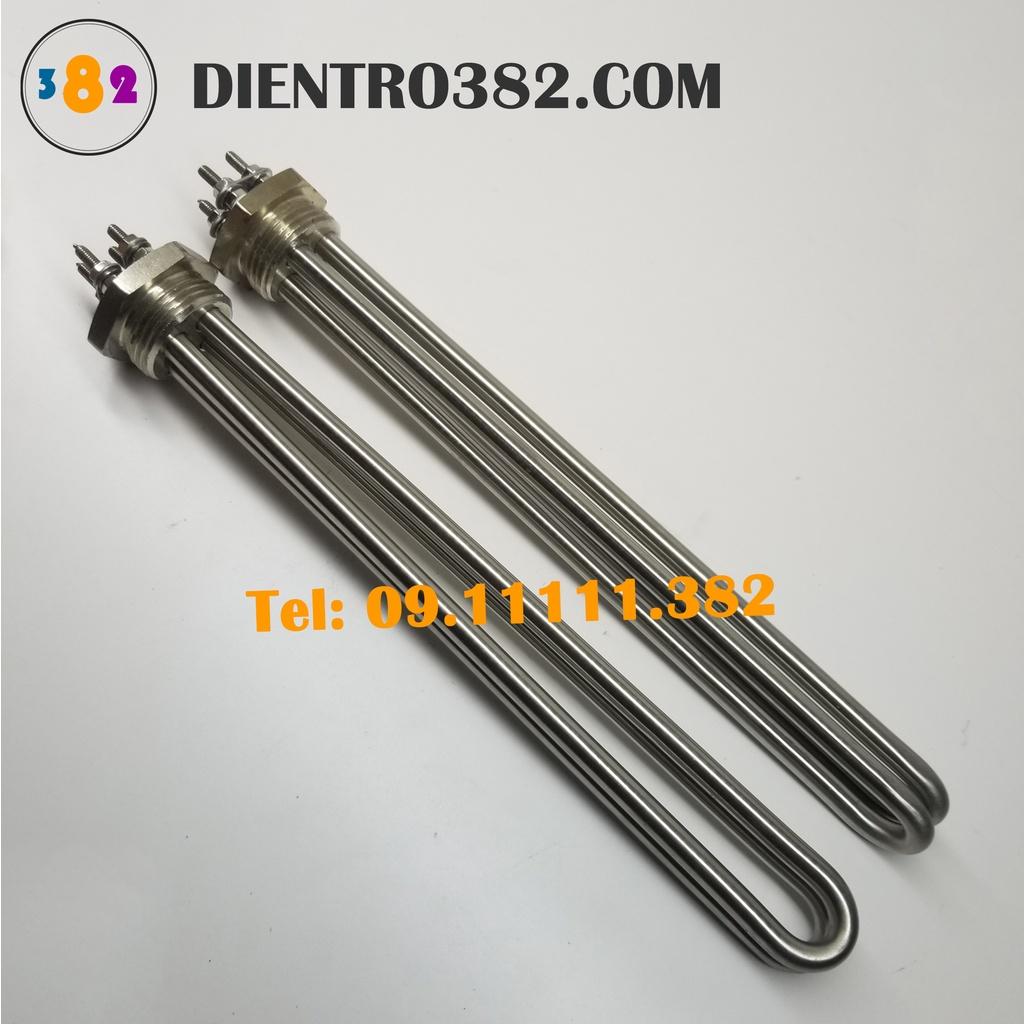 Điện trở củ ren phi 32 điện áp 220V hai ống đốt chữ U chất liệu inox 304