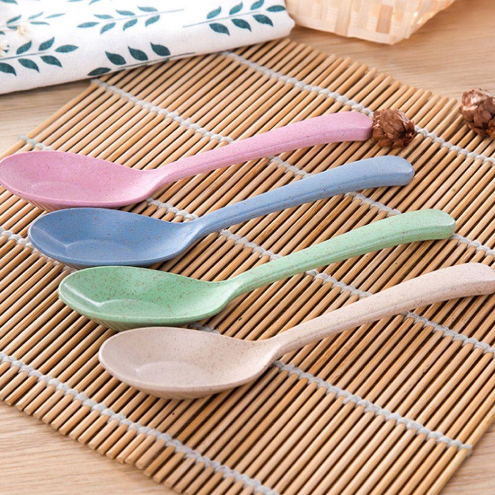 ☆YOLA☆ Eco Friendly Wheat Straw Kitchen Tableware Soup Spoon Portable New Flatware Kids Long Handle