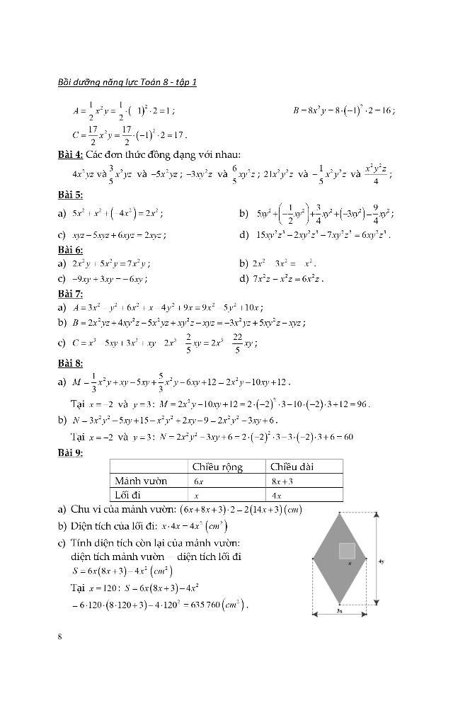 Bồi Dưỡng Năng Lực Toán 8 - Tập 1