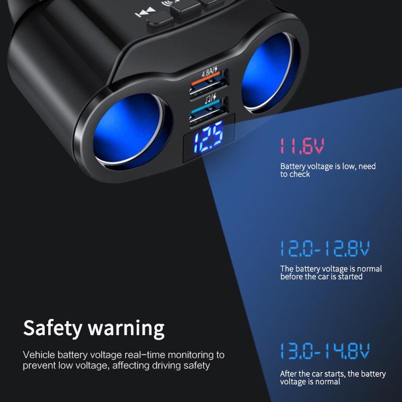 Tẩu Sạc 2 Cổng USB DC 12V/24V Tích Hợp Bật Lửa Kỹ Thuật Số