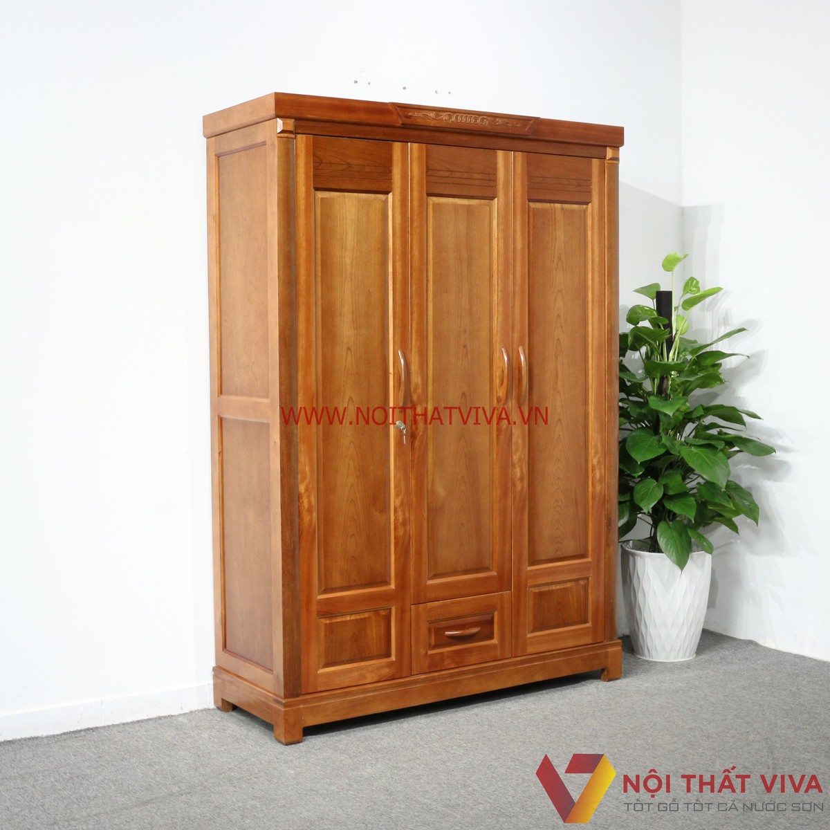 Tủ Áo 3 Cánh Gỗ Xoan Đào Tự Nhiên Đẹp Giá Rẻ