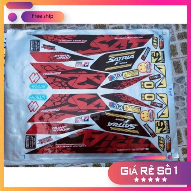 Tem rời Satria Fi 150 dán xe đỏ chất liệu Candy cao cấp ko bay màu bảo hành màu sắc vĩnh viễn