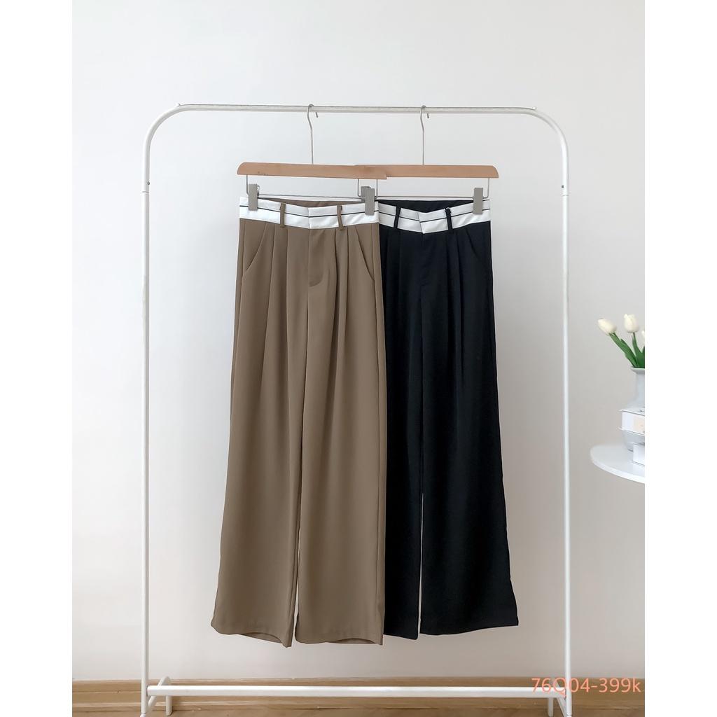 Quần culottes vải nữ dáng suông cạp trắng 76q04 by germe