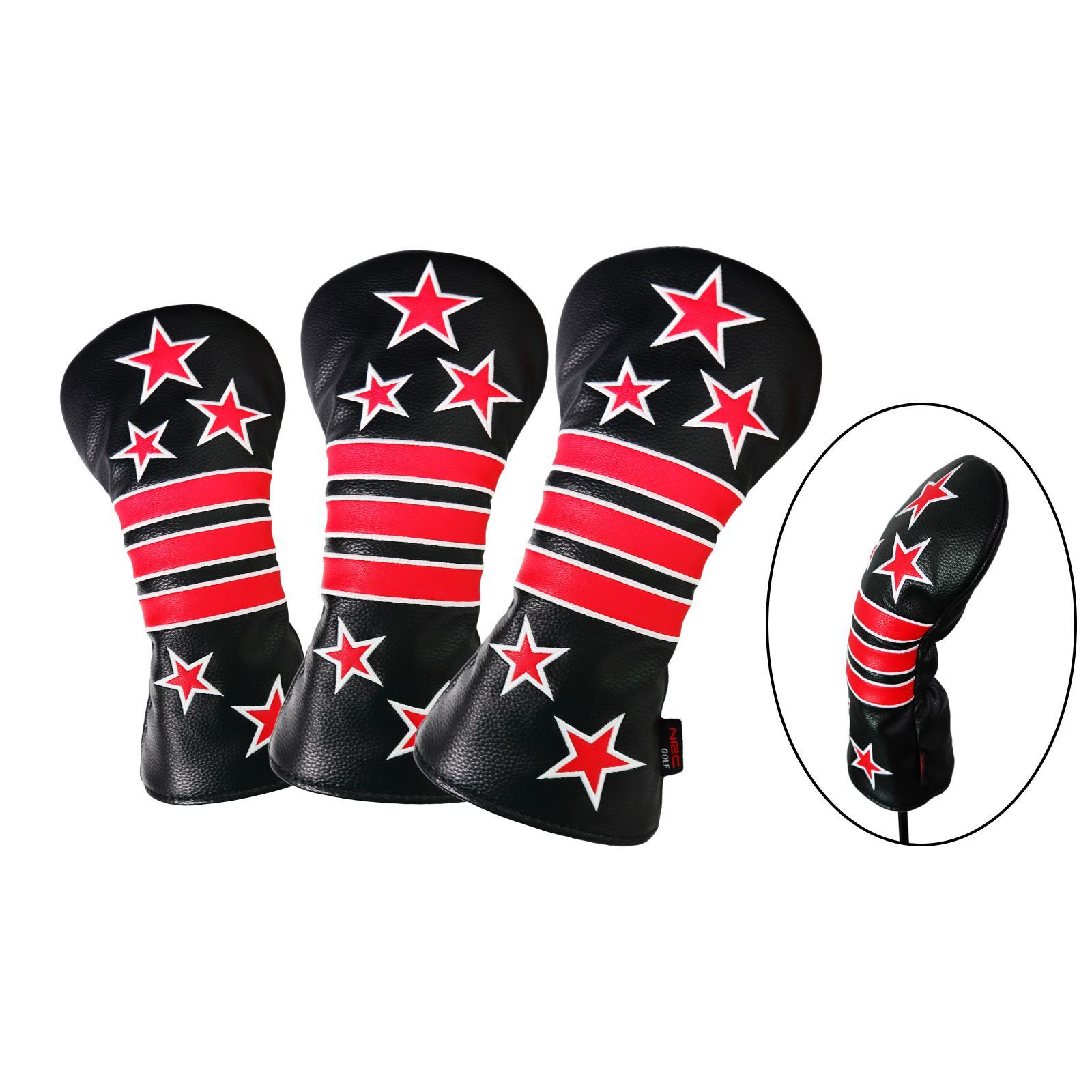 6x PU Golf Wood Headcover Club Drivers Head Covers Club Covers