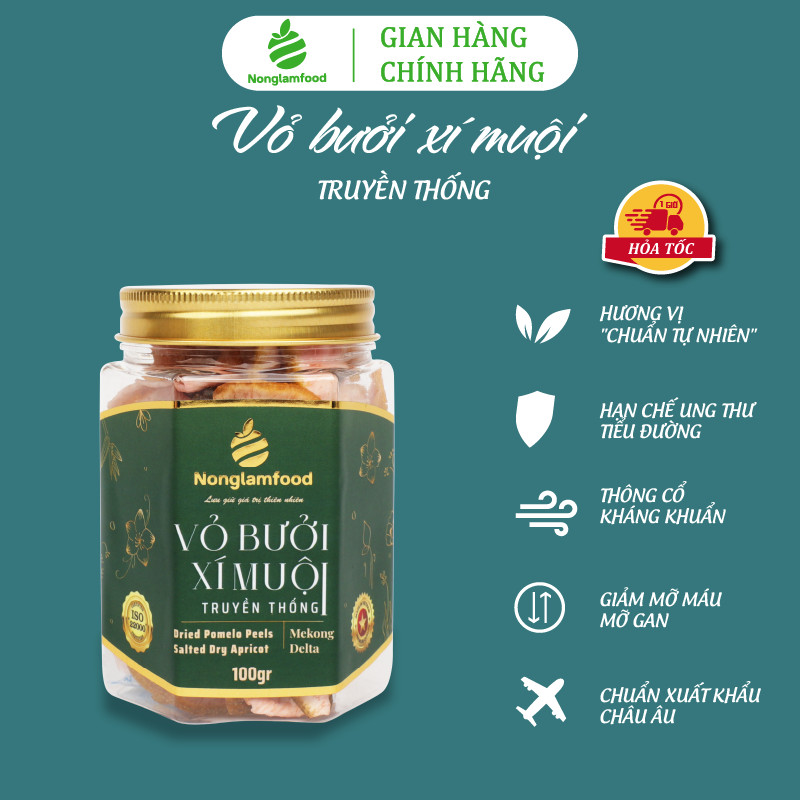 [HẠT MỨT TẾT 2025] Vỏ bưởi xí muội Nonglamfood hũ 100g | Quà tặng cao cấp cho người thân, bạn bè, doanh nghiệp